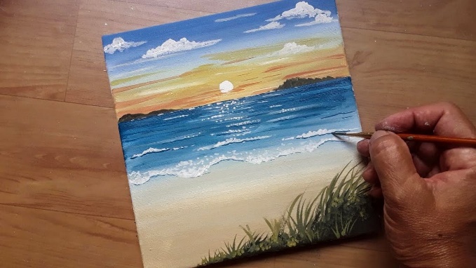 Pintura de uma paisagem marítima